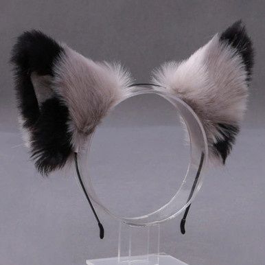 Kat/Vos Dieren Oren Diadeem - Grijs/Zwart