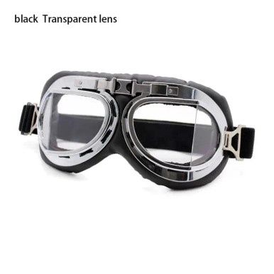 Vintage Steampunk Pilotenbril - Zwart/Transparant