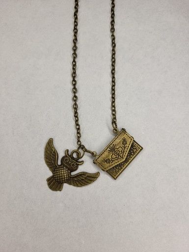Harry Potter Uil met Brieven Ketting - Antiek Goud