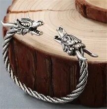 Metalen Viking Polsband - Draak - Zilver