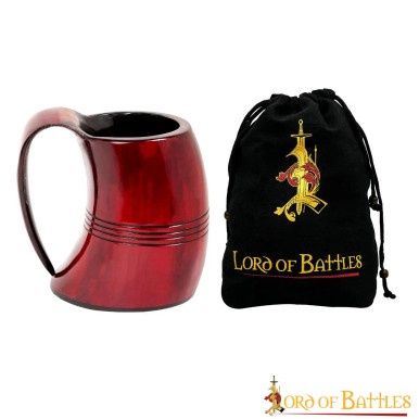 Viking Crimson Horn Tankard Bier mok handgemaakt echt ossenhoorn - 500 ml