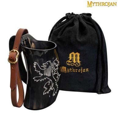 Viking Drinkfles met Middeleeuwse Gesp Leren Riem Wijn Bier Mede Mok 600ml - Gepolijste afwerking