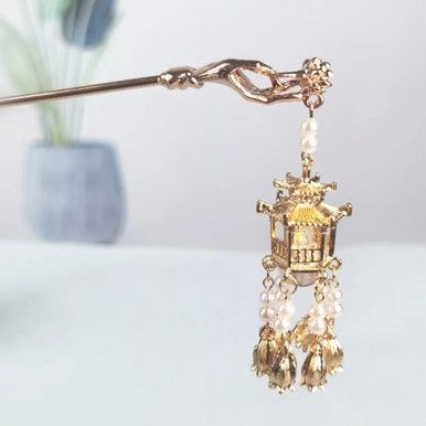 Chinese Lantaarn Haarspeld - Goud