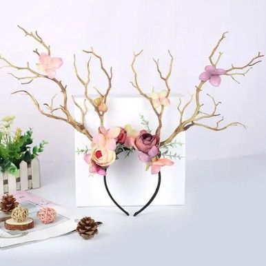 Bloemen Hoofdband met Takken Gewei - Helder