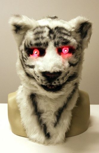 Volkop Masker met Lichtgevende Ogen en Bewegende Mond - Witte Tijger