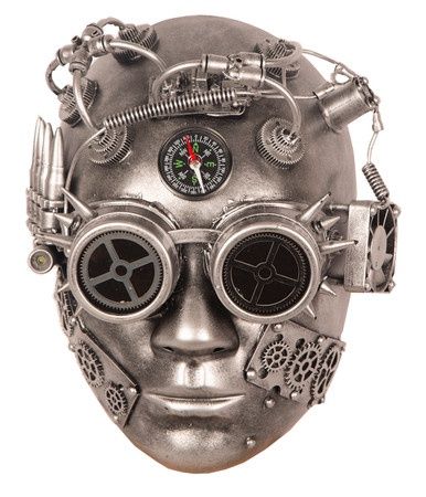 Masker Steampunk Kompas - Zilver