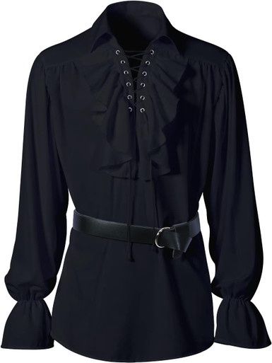 Renaissance Piratentuniek met Pofmouwen - Unisex - Zwart