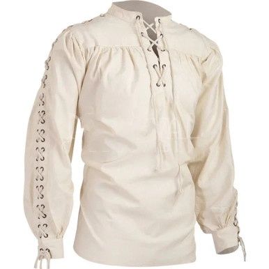 Middeleeuws Heren Hemd met Gevlochten Armen - Beige
