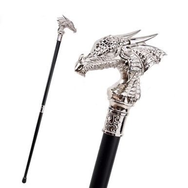 Drakenhoofd Wandelstok - Zilver