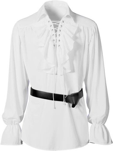 Renaissance Piratentuniek met Pofmouwen - Unisex - Wit