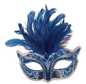 Venetiaans Masker Pluimen Blauw