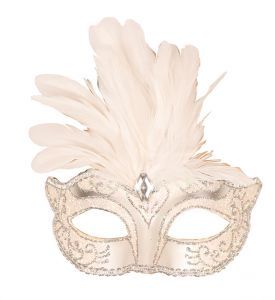 Venetiaans Masker Pluimen Wit