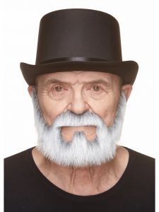 Baard + Snor Garibaldi Wit - Grijs