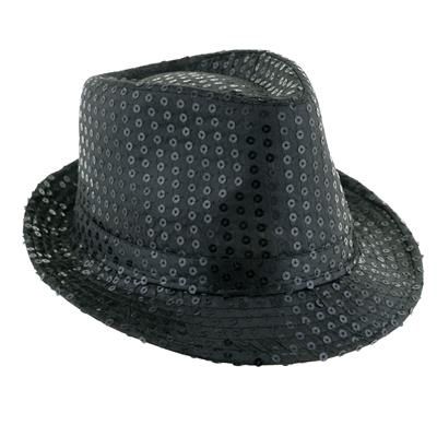 Trilby Hoed met Pailletten, Kleur: Zwart