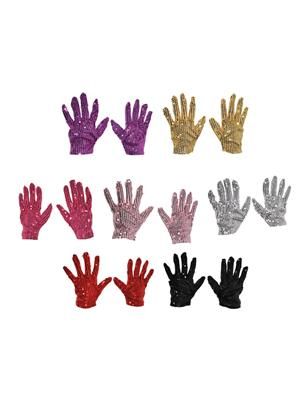 Handschoenen met pailletten 22 cm Paars