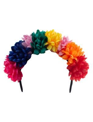 Diadeem met bloemen veelkleurig