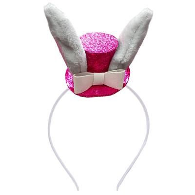 Mini hoedje glitter konijntje met diadeem