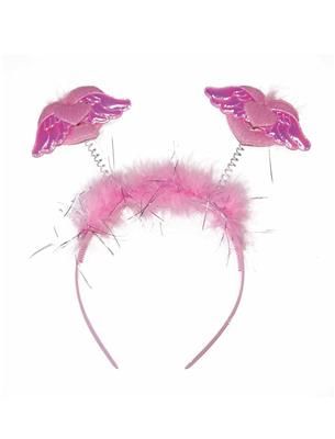 Diadeem roze hartjes met vleugels 