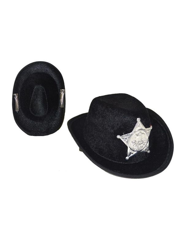 Mini Hoedje Cowboy Met Clips Zwart