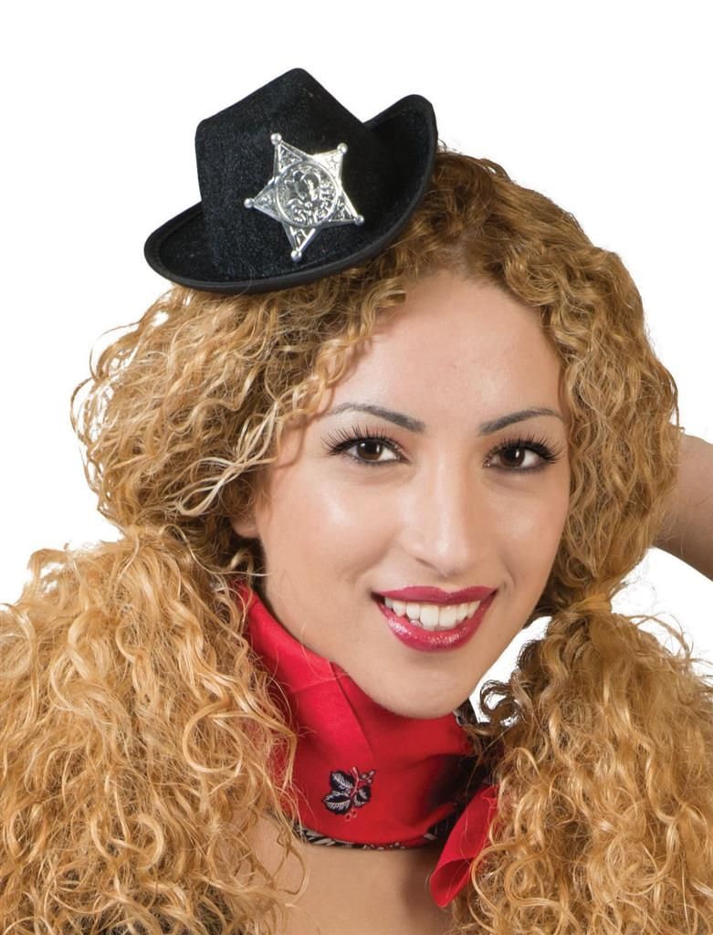 Mini Hoedje Cowboy Met Clips Zwart