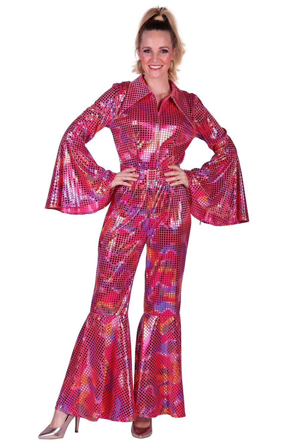 Catsuit Disco Roze, Maat: XS