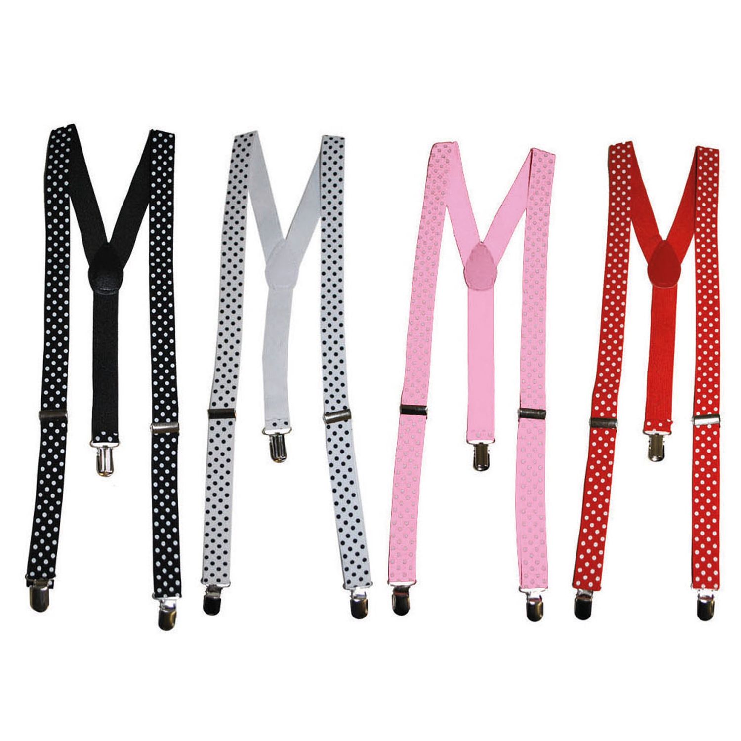 Bretellen Met Polka Dots 4 Kleuren, Kleur: Wit