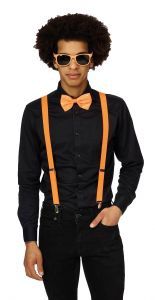 Set Bril, Bretellen, Strik Neon Kleuren