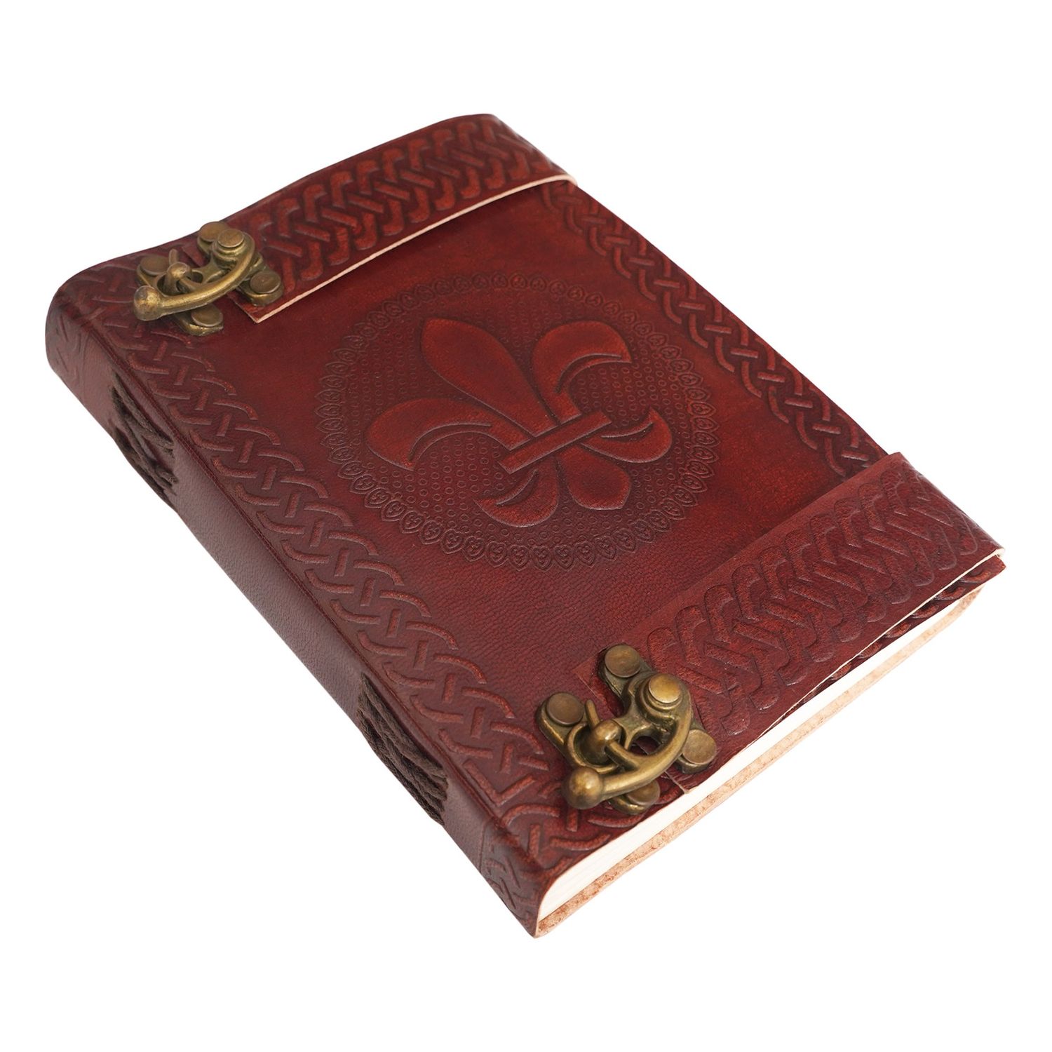Fleur de Lys Echt Leren Dagboek met Slot
