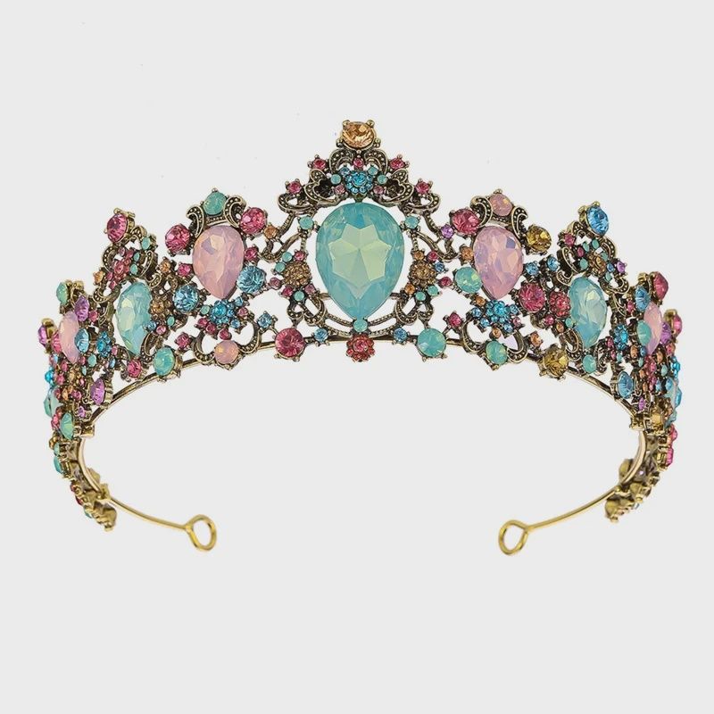 Tiara Lorena - Antiek Goud/Lichtblauw Roze