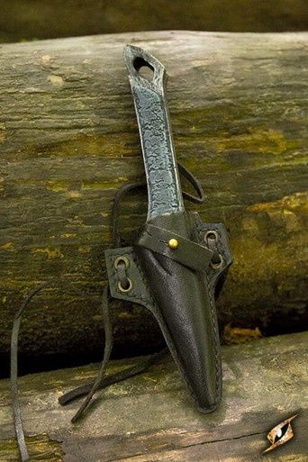 Cutthroat Mes met Leren Houder - Zwart, Hand: Rechtshandig