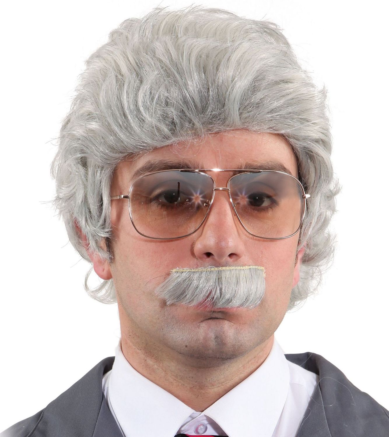 Herenpruik Met Rechte Snor Grijs