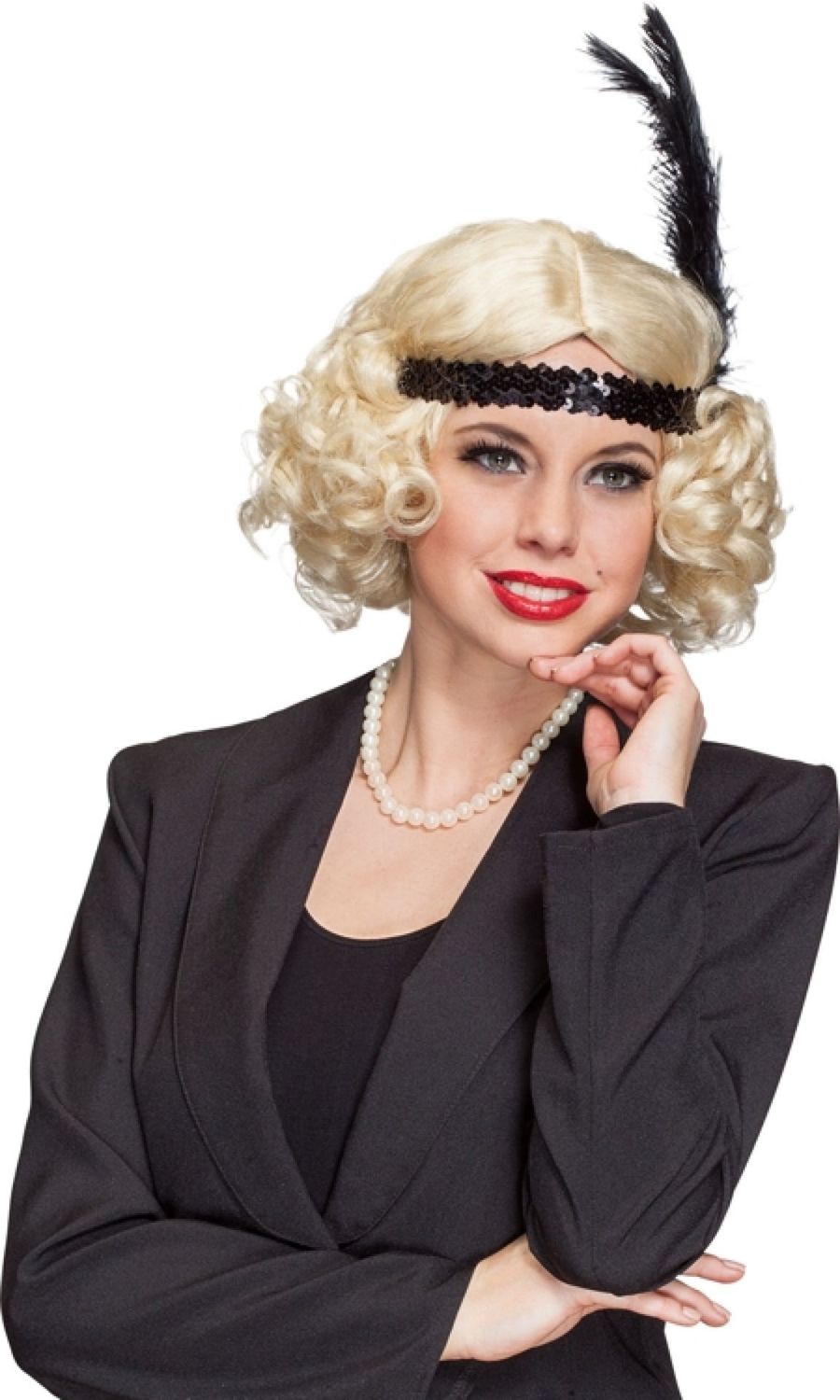 Charleston Pruik Blond Met Haarband