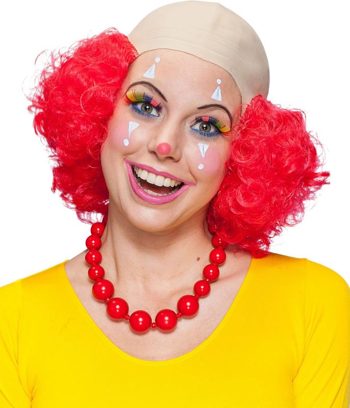 Clownspruik Met Hoofd Rood