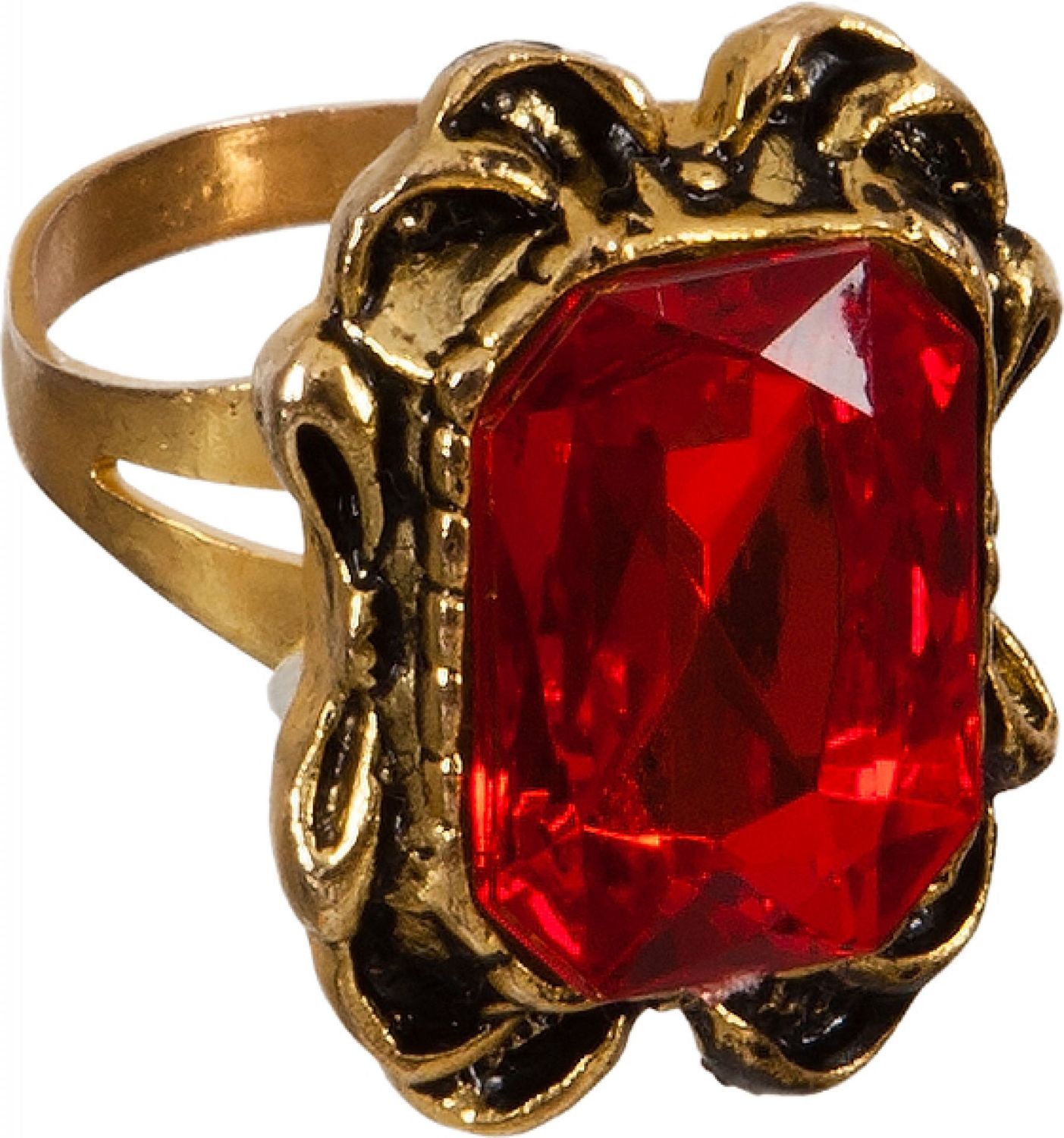 Gouden Ring Met Rode Steen