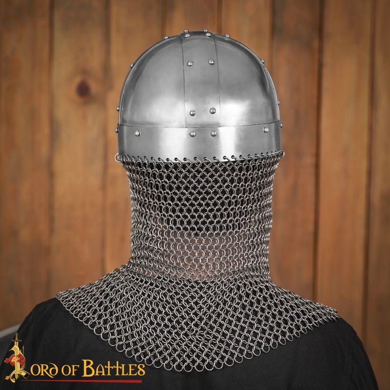 Viking-spektakelhelm in Gjermundbu-stijl met maliënkolder-aventail