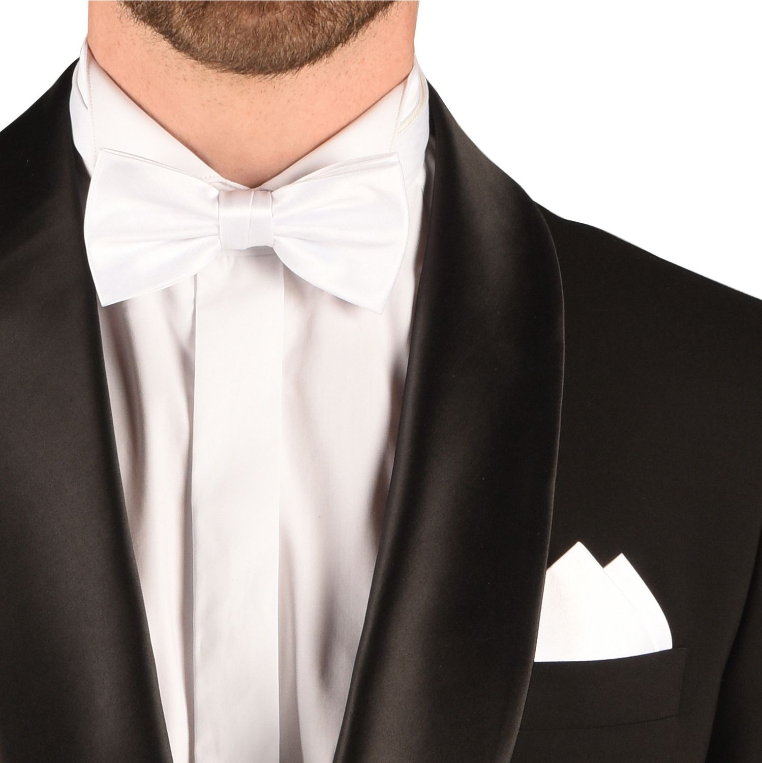 Strikje Met Pochet Deluxe, Kleur: Wit
