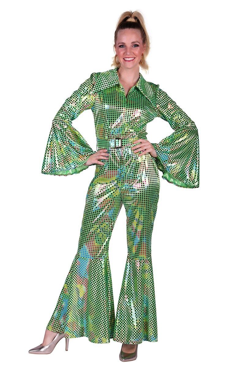 Catsuit Disco Groen, Maat: XS