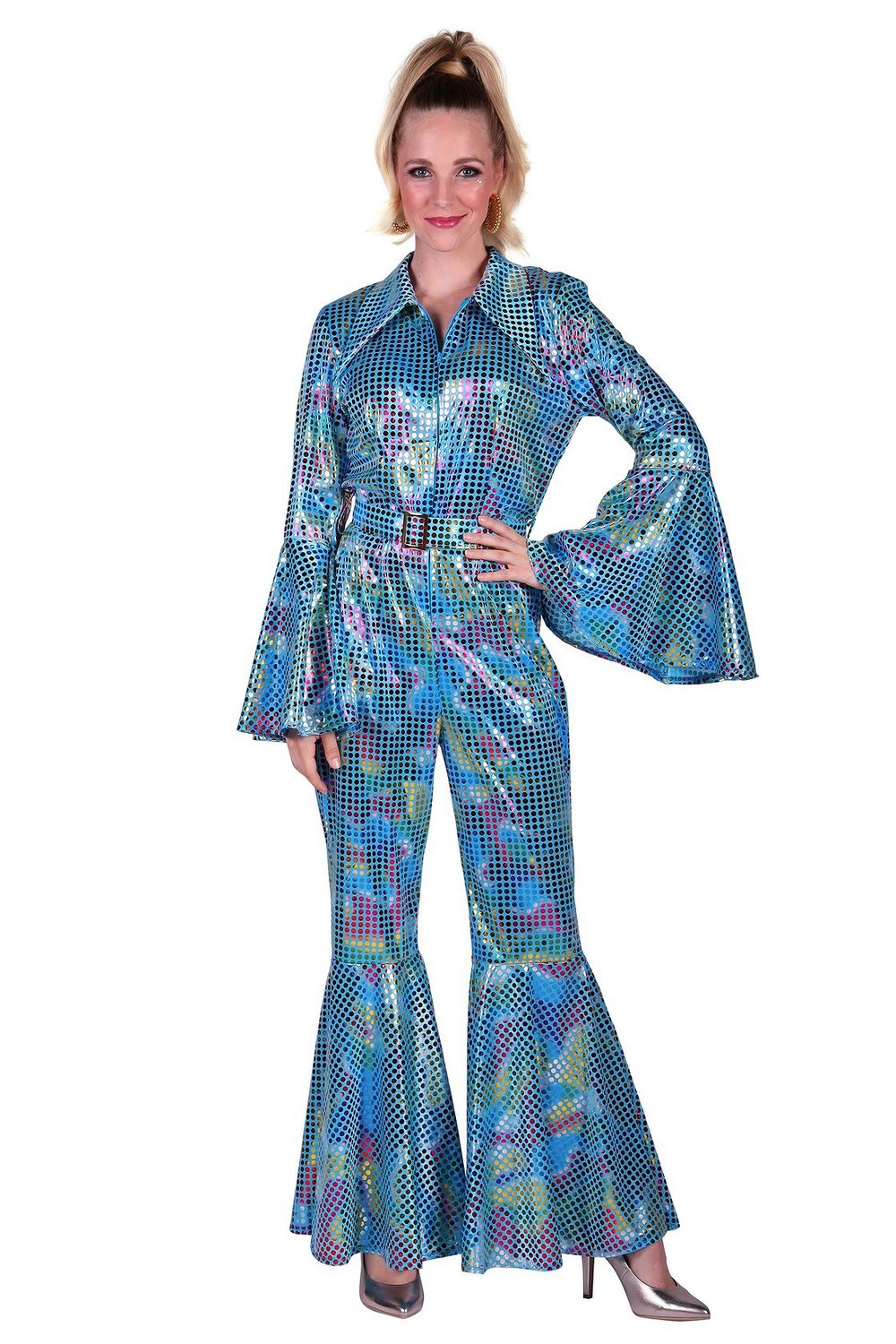 Catsuit Disco Turqouise, Maat: XS