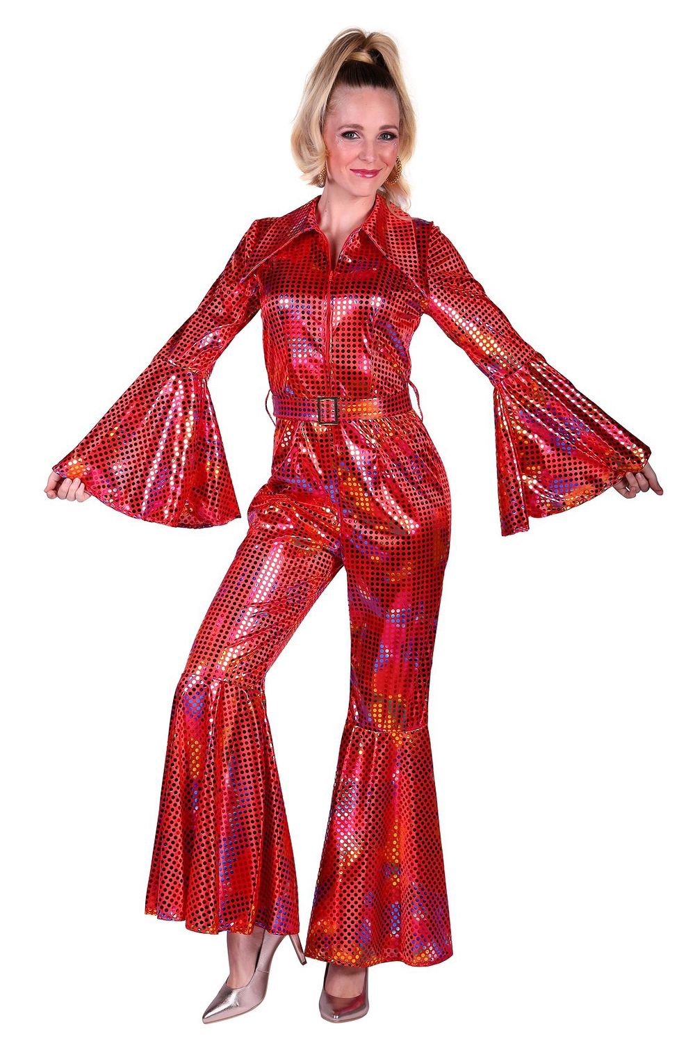 Catsuit Disco Rood, Maat: XS