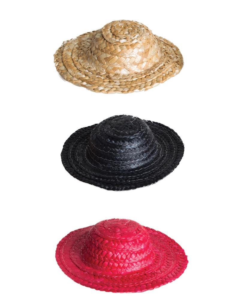 Mini hoedje mexicaans met clips 3 ass, Kleur: NATUREL