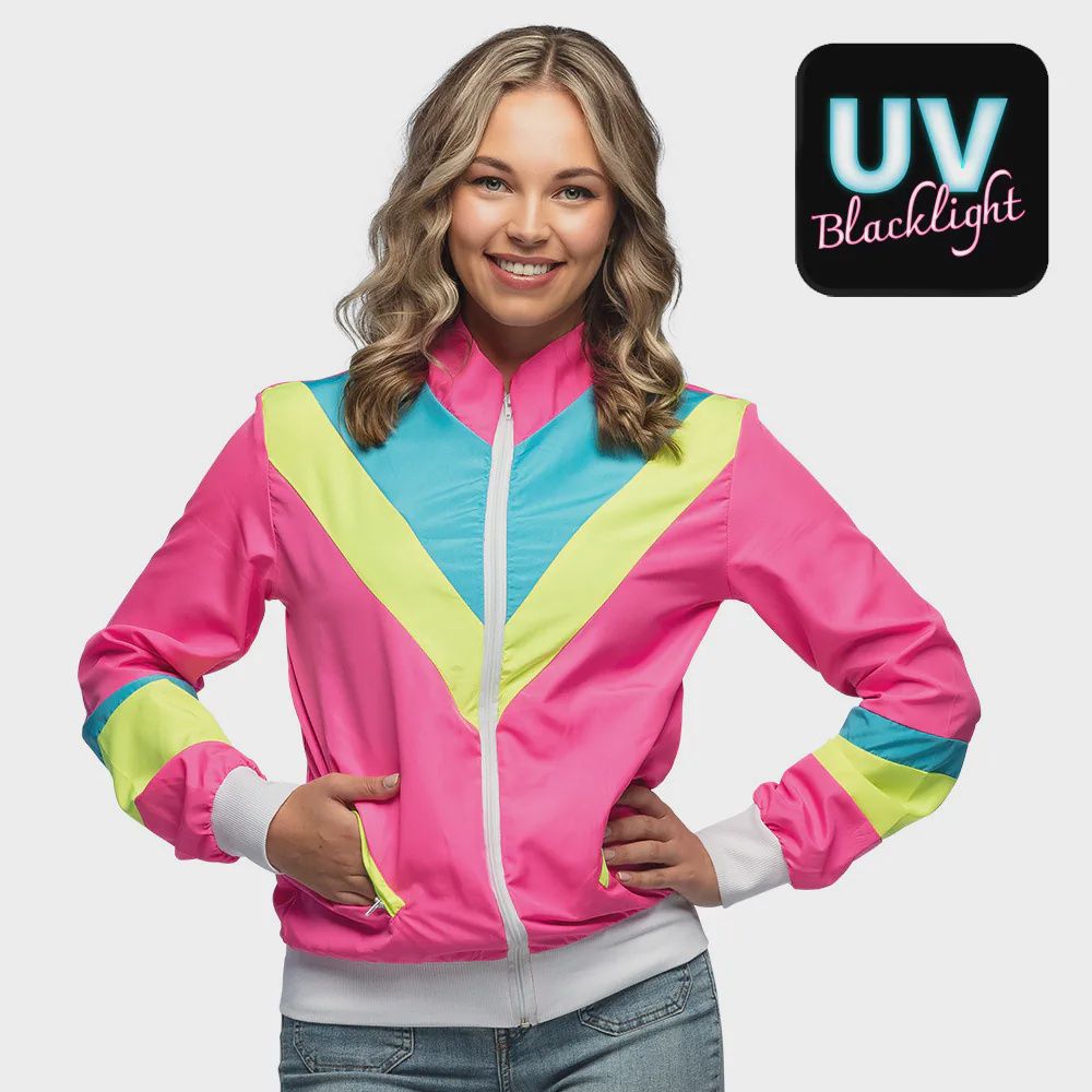 Trainingsjasje Retro Babe Neonroze, Maat: S