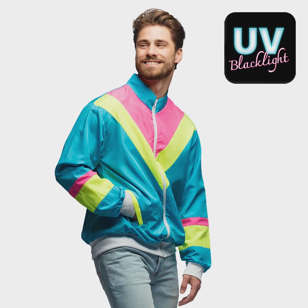 Trainingsjasje Retro Dude Neonblauw, Maat: S