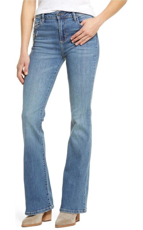 Mid Rise Medium Wash Happi Flare Jeans