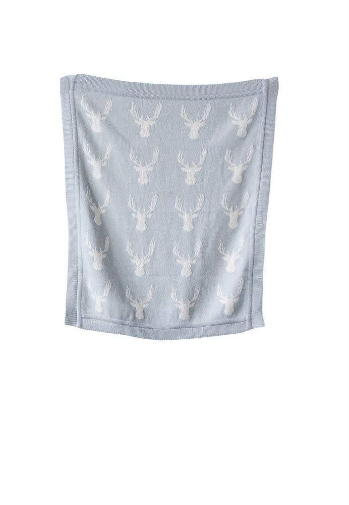 Cotton Knit Blanket w/ Deer