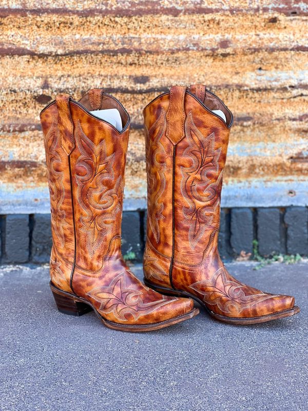 Tan Embroidery Boots 