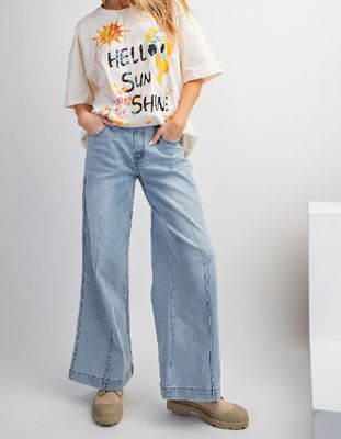 Sand Blasting Washed Stretch Denim Pants