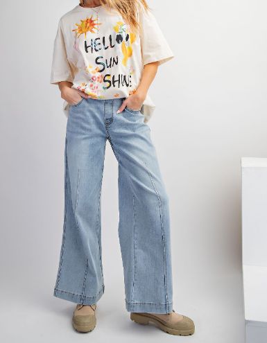 Sand Blasting Washed Stretch Denim Pants