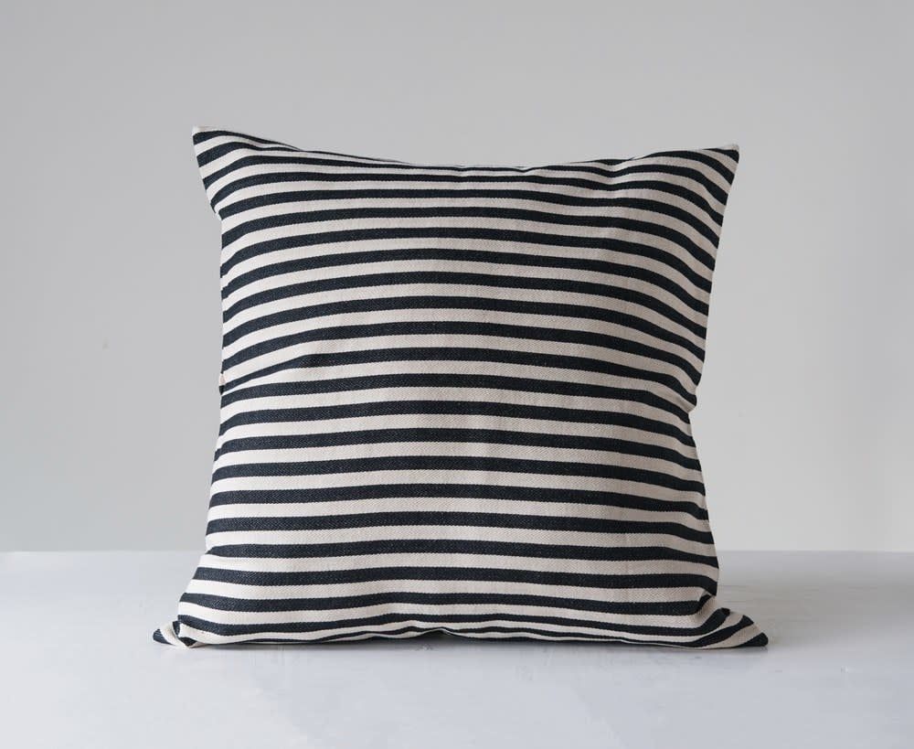 Square Black Striped Pillow