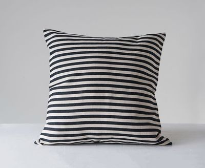 Square Black Striped Pillow
