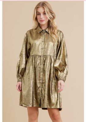 Shimmer Mini Button Down Dress